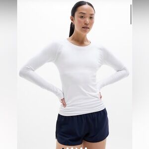 Athleta Momentum Seamless Long Sleeve Top White Size L 530524